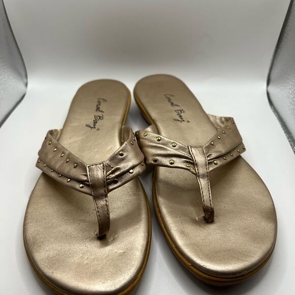 Coral Bay Gold Wedge Sandals with Metallic Finish - Picture 2 of 6